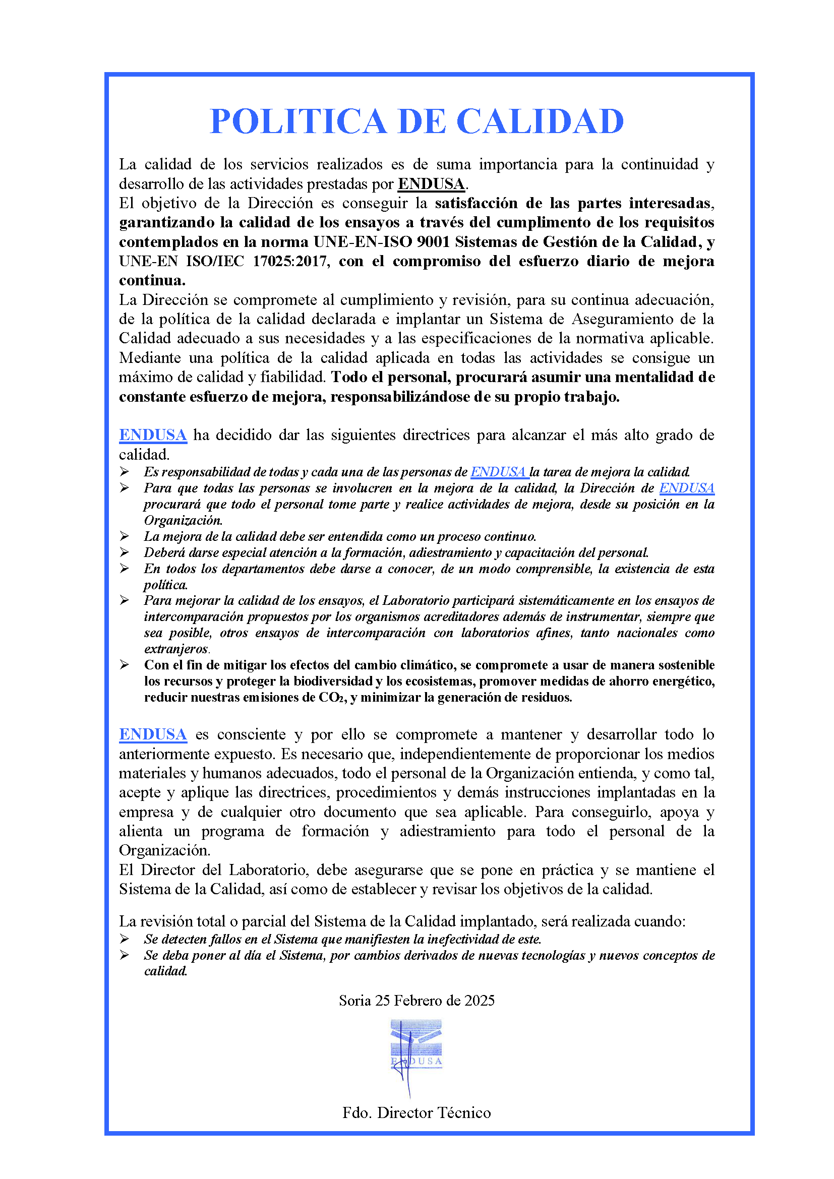 Politica de Calidad