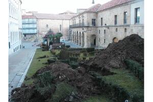 Máquina abriendo zanjas.